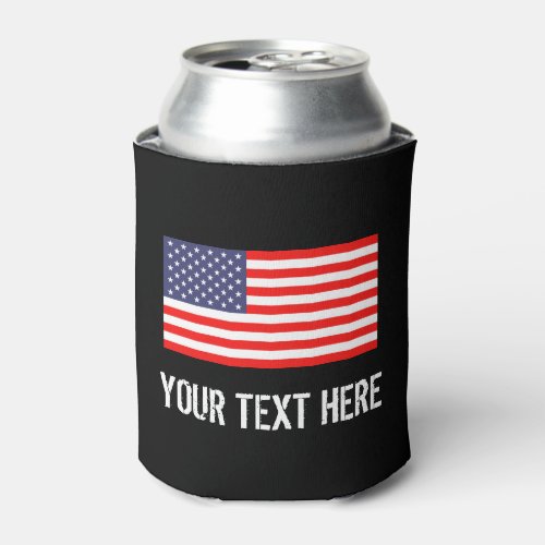 Patriotic American flag can cooler  Personalize
