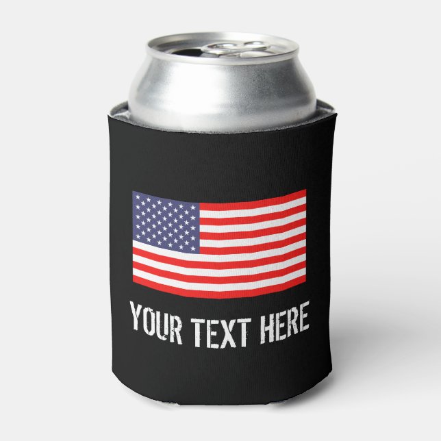 Patriotic American flag can cooler | Personalize (Can Front)
