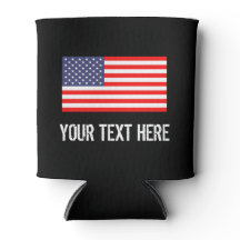 Patriotic American flag can cooler | Personalize