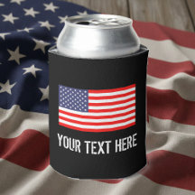 Patriotic American flag can cooler | Personalize