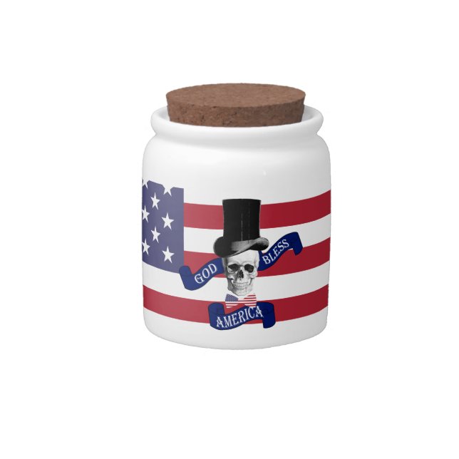 Patriotic American flag Candy Jar (Front)