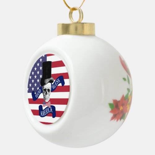 Patriotic American flag Ceramic Ball Christmas Ornament