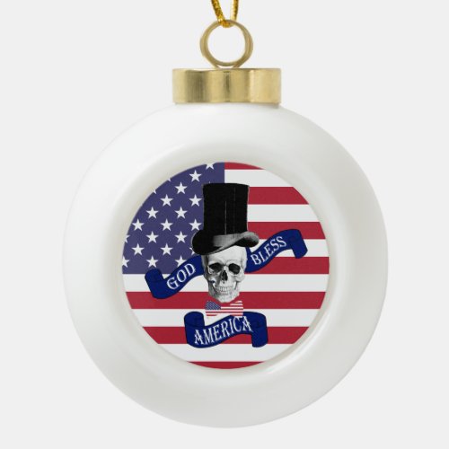 Patriotic American flag Ceramic Ball Christmas Ornament