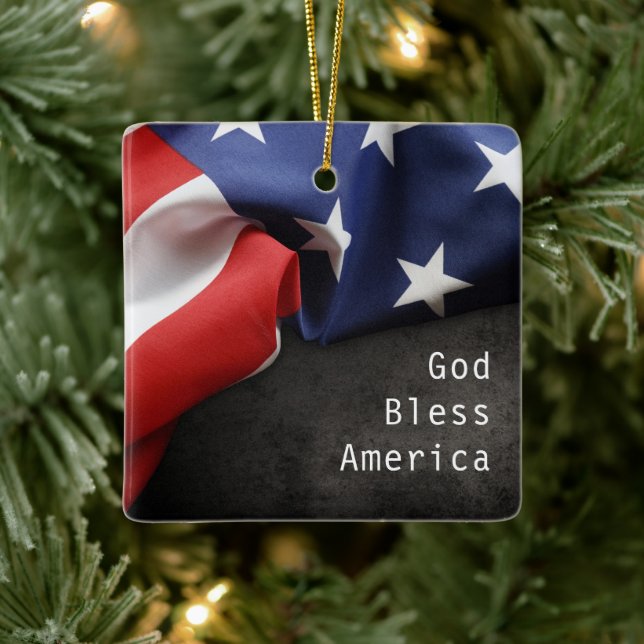 Patriotic American Flag Ceramic Ornament (Tree)