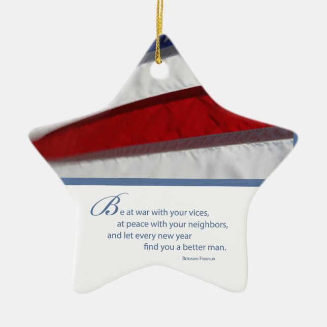 Patriotic, American Flag Ceramic Ornament (Front)