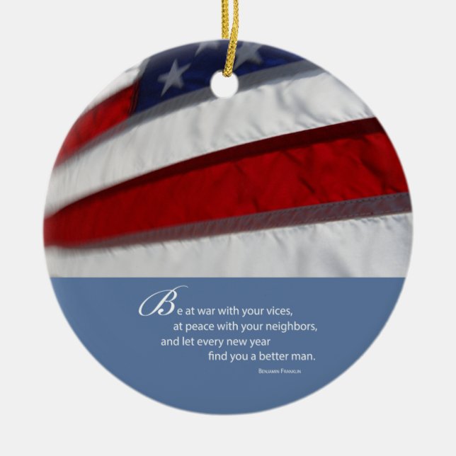 Patriotic, American Flag Ceramic Ornament (Front)