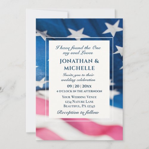 Patriotic American Flag Christian Bible Wedding Invitation