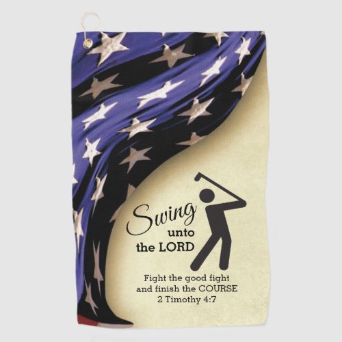 Patriotic American Flag Christian Golf Towel