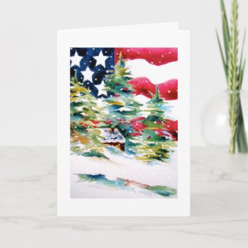 Patriotic American Flag Christmas Card by lovecolor at Zazzle