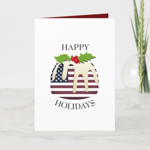 Patriotic  AMERICAN FLAG  Christmas Pudding Holiday Card