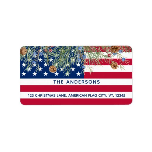 Patriotic American Flag Christmas Return Address Label