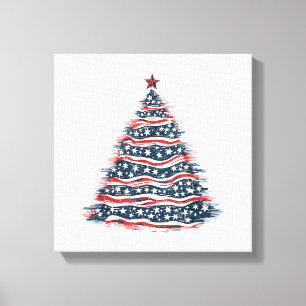 Patriotic American Flag Christmas Tree Canvas Print