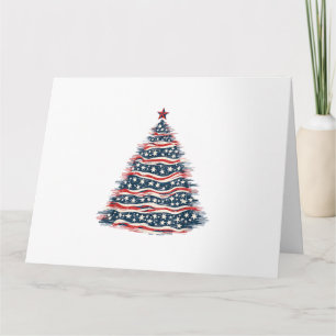 Patriotic American Flag Christmas Tree Card