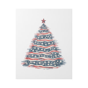 Patriotic American Flag Christmas Tree Gallery Wrap