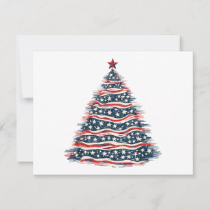 Patriotic American Flag Christmas Tree Invitation
