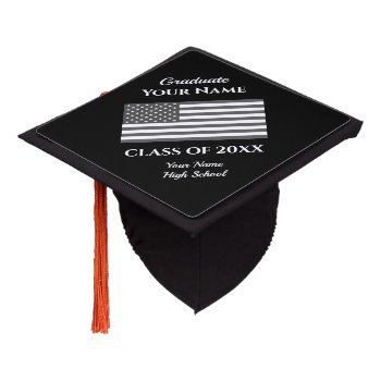 Patriotic American Flag Class Of 2023 Custom Name Graduation Cap Topper by iprint at Zazzle