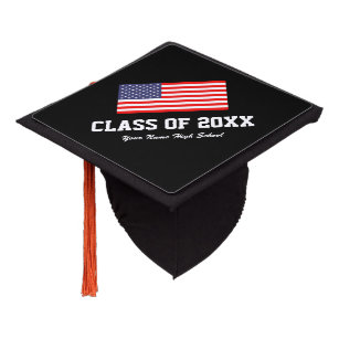 Patriotic American flag class of graduation party Graduation Cap Topper