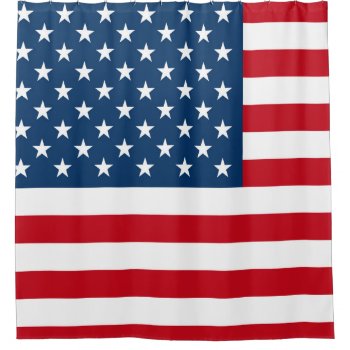 Patriotic American Flag - Classic Red White Blue Shower Curtain by ShowerCurtain101 at Zazzle
