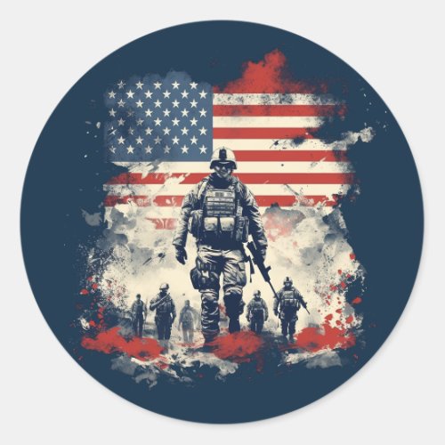 Patriotic American Flag Classic Round Sticker