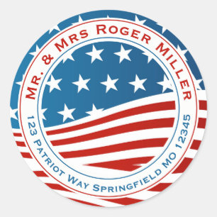 Patriotic American Flag  Classic Round Sticker