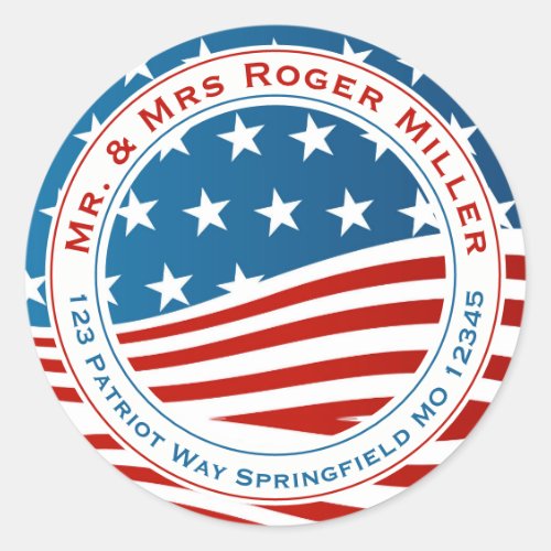 Patriotic American Flag  Classic Round Sticker