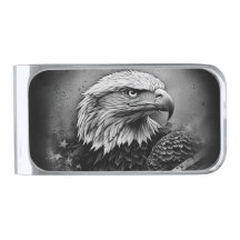 Patriotic American flag closeup silver money clip