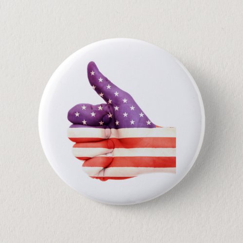Patriotic American Flag colored Hand Like sign Button