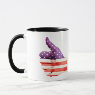 Patriotic American Flag colored Hand Like sign Mug