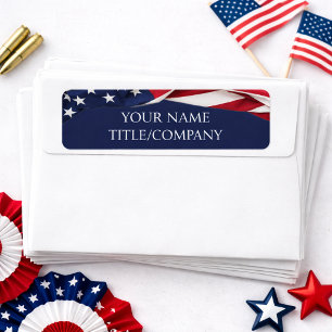 Patriotic American Flag Company Name Label