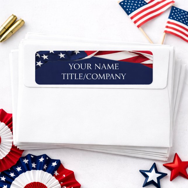 Patriotic American Flag Company Name  Label (Creator Uploaded)
