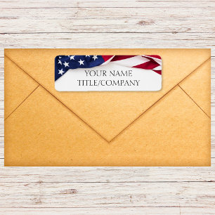 Patriotic American Flag Company Name  Label