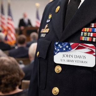 Patriotic American Flag Company  Name Tag