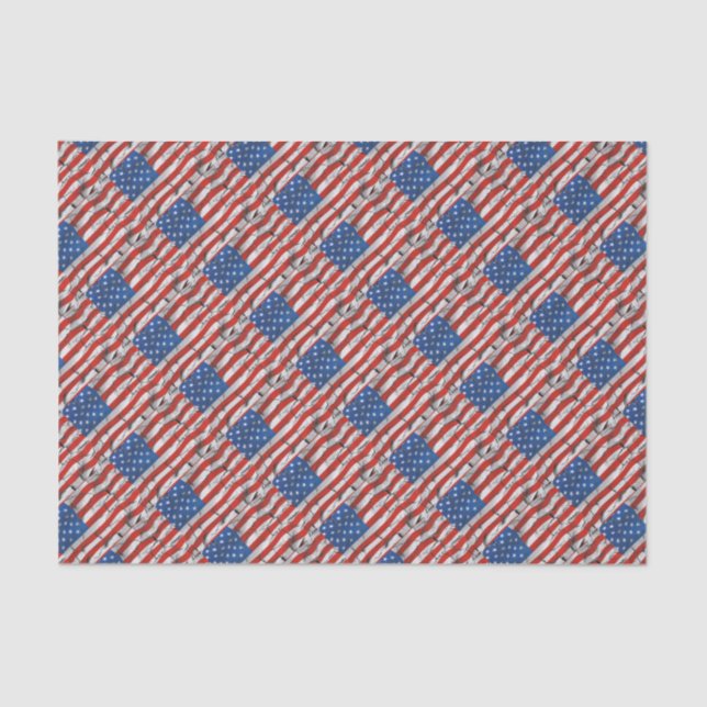 Patriotic American Flag Cracked Worn Paint Tissue Paper (Front)