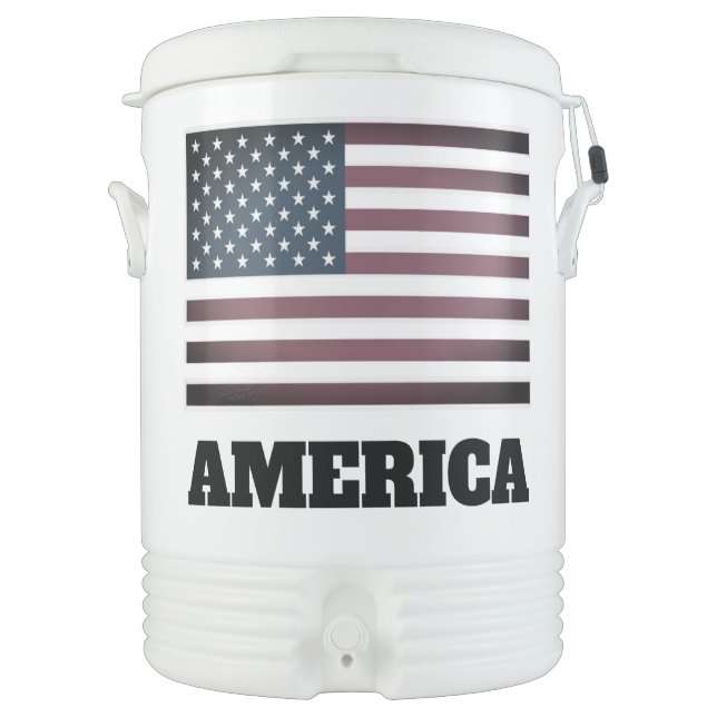 Patriotic American flag custom 10 Gallon Beverage Cooler (Front)