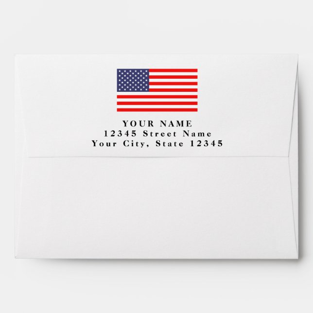 Patriotic American flag custom address envelopes (Back (Top Flap))