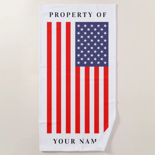 American US Flag Beach Towel Personalized Custom Embroidered Patriotic Gift USA 