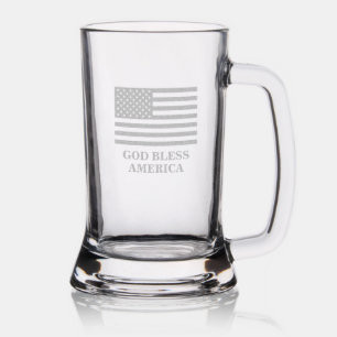 Patriotic American flag custom beer stein glass