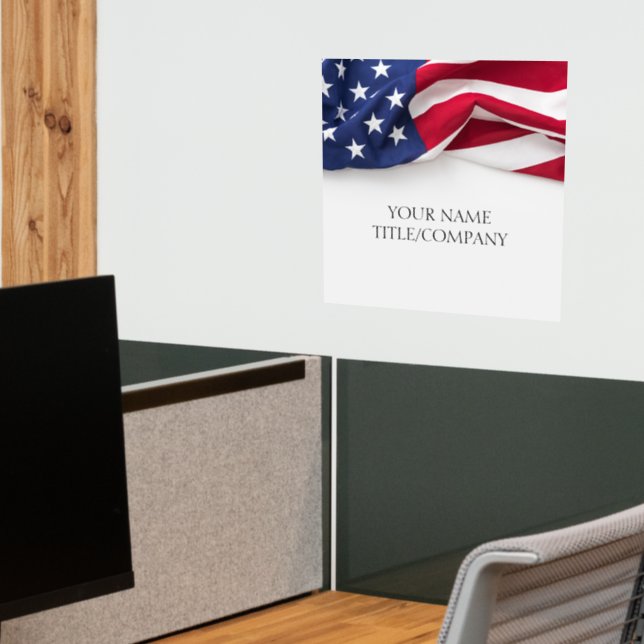 Patriotic American Flag Custom Company Name Office Wall Decal (Office 2)