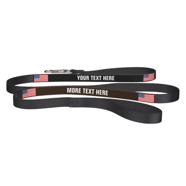 Patriotic American flag custom dog name Pet Leash (Full)