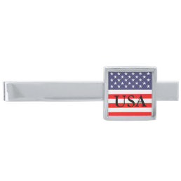 Patriotic American flag custom monogram tie clip