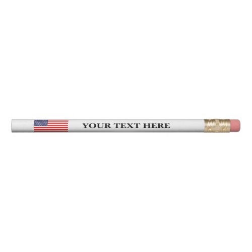 Patriotic American flag custom pencils with eraser
