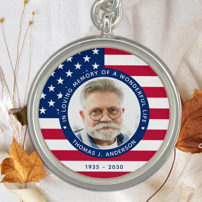 Patriotic American Flag Custom Photo Memorial Charm (Creator Uploaded)
