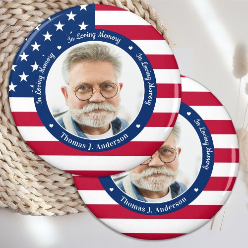 Patriotic American Flag Custom Photo Memorial  Magnet
