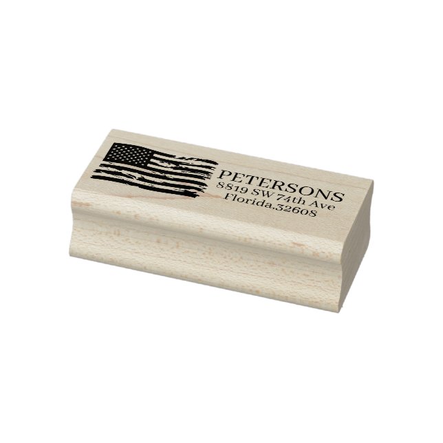 Patriotic American Flag | Custom Return Address Rubber Stamp (Stamp)