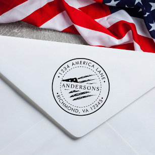Patriotic American Flag   Custom Return Address Rubber Stamp