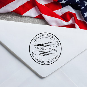 Patriotic American Flag Custom Return Address Self-inking Stamp