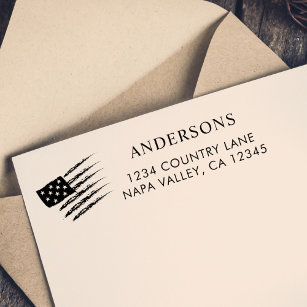 Patriotic American Flag   Custom Return Address Self-inking Stamp