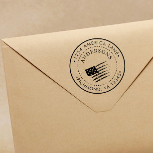 Patriotic American Flag   Custom Return Address Self-inking Stamp