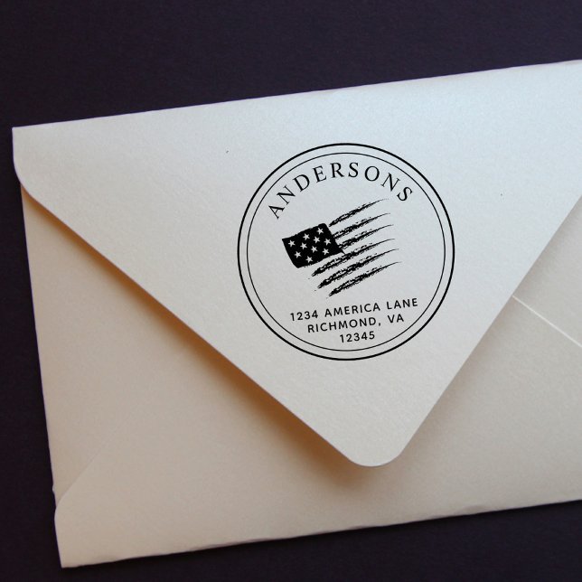 Patriotic American Flag | Custom Return Address Self-inking Stamp (Creator Uploaded)
