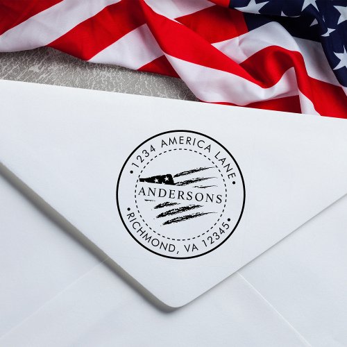 Patriotic American Flag  Custom Return Address Self_inking Stamp